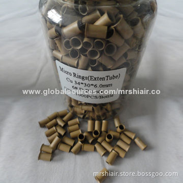 Black brown blonde copper big edge extension tube micro ring beads links, for loop hair extension